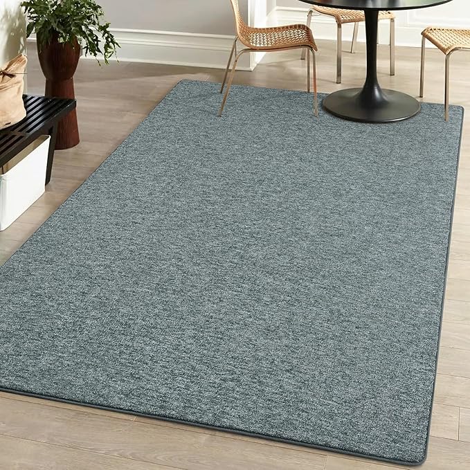Keeko 4x6 Area Rugs for Living Room, Soft Modern Memory Foam Bedroom Rug Washable Indoor Rug Low Pile Minimalist Non Slip Carpet for Kids Nursery Dorm Room Home Decor Grey and Green