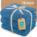 Waffle Knit Twin Blanket, Luxury Cozy Chunky Knit Twin Blanket for Couch, 60 x 80 Inch Thick Ultra-Soft Feather Yarn Knitted Blankets for Sofa, Bed, Home Decor - Blue
