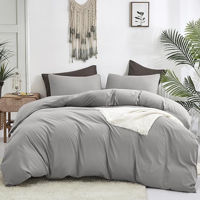 Cottonight Silver Grey Comforter Sets King Light Grey Bedding Comforter Set Pale Grey Color Blanket Quilts Soft Breathable Durable Bedding Comforter Sets