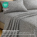 Satin Sheets California King [4-Piece, Silver Leopard] Silky Bed Sheets - Extra Soft 1800 Microfiber Sheet Set, Wrinkle, Fade, Stain Resistant - Deep Pocket Fitted Sheet, Flat Sheet, Pillow Cases