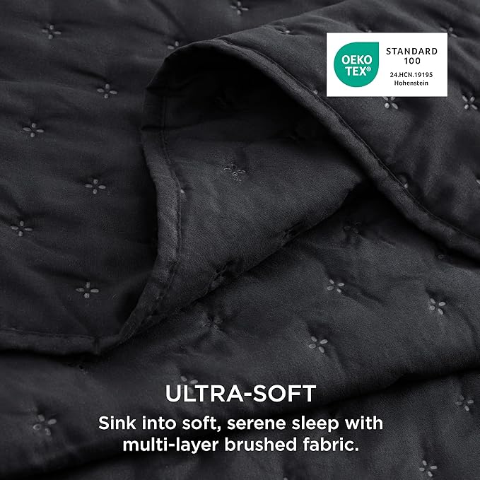 Bedsure King Quilt - Black Bedspread King Size & Lightweight Comforter, Modern Coverlet with Clover Pattern, Ultra Soft All-Season Bedding, 106 x 96 Inches | Stitch-Free Quilting, Ultra Soft, Lightweight, Machine Washable, Pet-Friendly