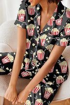 Ekouaer Silk Satin Pajamas Set Women Short Sleeve Sleepwear Soft Button Down Loungewear Pjs Set