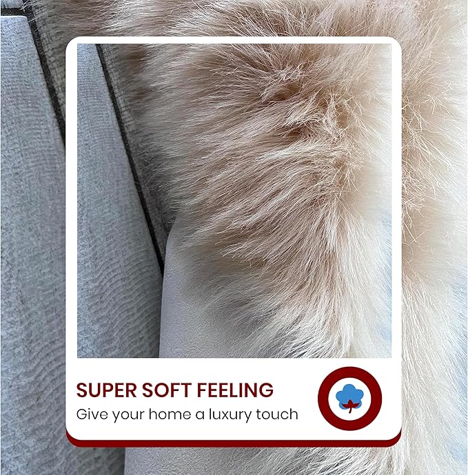 LAMBZY Bear Skin Rug Super Soft Fluffy Faux Fur for Bedroom Floor Sofa Living Room High-Density Plush Shaggy Carpet Sofa Cover Bedside Sheepskin Rug (5'x7', Beige)