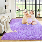 Noahas Fluffy 3x5 Purple Rugs for Bedroom Girls,Shaggy Kids Rug,Thick Shag Throw Floor Carpet,Soft Non-Slip Dorm Nursery Area Rugs for Living Room Home Decor