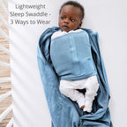 Dreamland Baby Viscose Swaddle Blanket (0-6 Months). 1.0 TOG Ultra Soft Swaddle Blanket w/Built in Band. 97% Viscose, 3% Spandex (Ocean). Mom-Owned US Business, Premium Materials