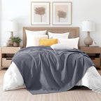 Elegant Comfort Premium 100% Cotton Waffle Blanket - Lightweight Breathable Waffle Weave Bed Blanket - Soft and Warm All Season Blanket for Couch, Sofa and Bed, King Size 90x108 Inches, Gray