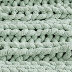 Bedsure Chunky Knit Throw Blanket for Couch - 100% Hand Knitted, 5.06 lbs GentleSoft Blanket with Giant Chenille Yarn for Bed Living Room Home Decor, Thick and Cozy, Sage Green, 50x60 Inches