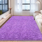 Fluffy Rugs for Living Room 6x9 Purple Shaggy Rug for Bedroom Girls Non Slip Modern Indoor Furry Floor Carpet Washable Plush Fuzzy Kids Carpet for Nursery Teen Dorm Room