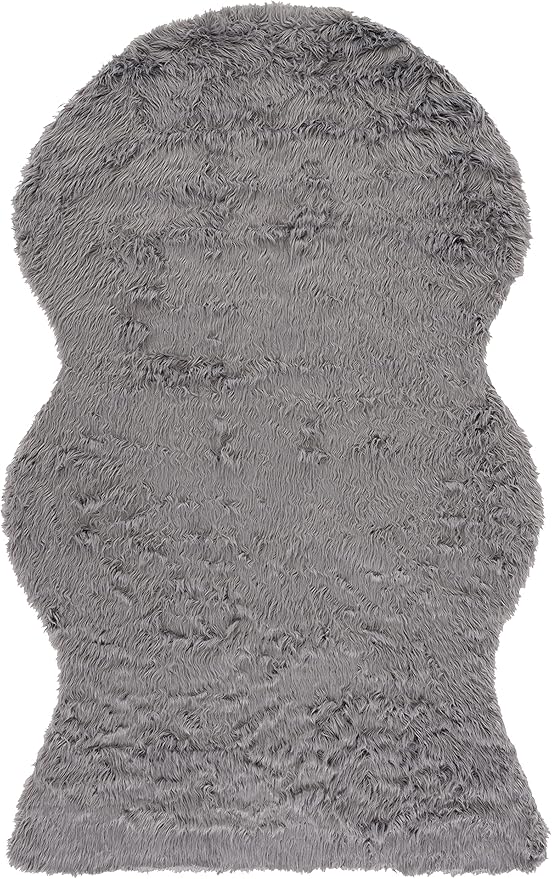 SAFAVIEH Faux Sheep Skin Collection 6' x 9' Grey FSS115D Silken Glam 2.35-inch Thick Area Rug