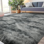 junovo 5x8 Area Rugs - Non-Slip Ultra Soft Washable High Pile Bedroom Rug for Kids, Living Room, Nursery & Dorm, Grey Flame Retardant Plush Shaggy Rug Home Decor