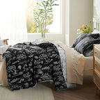 Bedsure California King Comforter Set - Black Bed Set, 3 Pieces Cute Floral Bedding, 1 Soft Reversible Botanical Flowers Comforter and 2 Pillow Shams