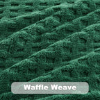 NEWCOSPLAY Super Soft Queen Blanket Green Premium Silky Flannel Fleece 3D Waffle Checkered Lightweight Bed Blanket All Season Use (Dark Green, Queen(90"x90"))