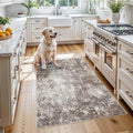 3x4 Washable Entryway Rug – Non-Slip Modern Abstract Small Area Rug for Kitchen, Bedroom, Bathroom – Soft Low-Pile Thin Indoor Door Mat (Brown Beige, 3x4)