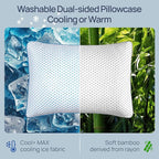 Cooling Shredded Memory Foam Travel & Camping Pillow Large, Adjustable College Dorm Pillow for Home-Like Comfort,Compressible Portable & Medium Firm Neck Support, Ideal Sleeping, Car, Airplane