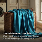 Bedsure Satin Sheets King Size - 4 Piece Silky Bedsheets with 15 Inches Deep Pocket Fitted Bedsheet,1 Flat Sheet, 2 Satin Pillowcases, Good for Hair & Skin (King, Teal)