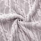 Aormenzy Cable Knit Throw Blankets 60 x 80 Inches, Soft Cozy and Lightweight Knitted Blanket, Machine Washable Acrylic Blanket, Decorative Throw Blanket for Couch Sofa Bed, Light Grey Purple
