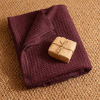 Bedsure Gentlesoft 100% Cotton Blanket King Size for Bed - Breathable and Soft for Spring Summer, Thick Cozy Waffle Weave Blanket Gifts for Women, Burgundy, 104x90 inches