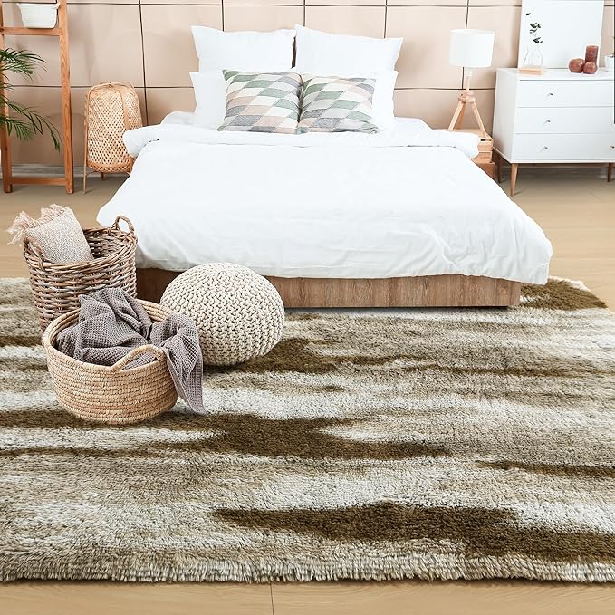 Noahas Large Fluffy 5x8 Area Rugs for Living Room Bedroom,Khaki Thick Shag Throw Rug,Big Soft Shaggy Bedside Non-Slip Plush Dorm Nursery Kids Carpet