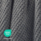 Waffle Knit Throw Blanket, Luxury Cozy Chunky Knit Throw Blanket for Couch, 50 x 60 Inch Thick Ultra-Soft Feather Yarn Knitted Blanket for Sofa, Bed, Home Decor - Grey