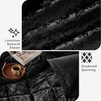Intelligent Design King Comforter Set, Velvet Comforter Set , Luxury Diamond Quilting Comforter Set, Fluffy Comforter Bed Set with Decorative Pillowand 2 Shams, 4 Piece Black, King/ Cal King