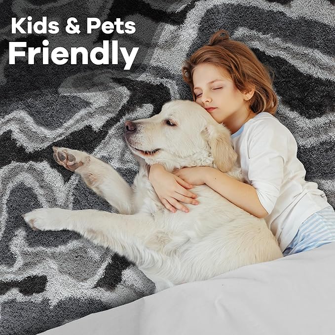 Noahas Large Fluffy 5x8 Area Rugs for Living Room Bedroom,Fuzzy Grey Thick Shag Throw Rug,Big Soft Shaggy Bedside Non-Slip Plush Dorm Nursery Kids Carpet