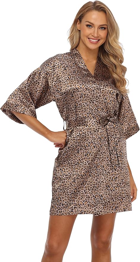 Robe for Women Silky Lightweight Satin Kimono Bride Bridesmaids Wedding Party Robes Dressing Gown Summer Loungewear