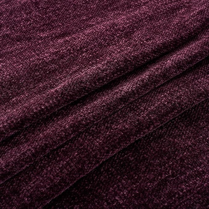 Chenille Throw Blanket for Couch with Tassels,60"X80" Soft Cozy Lightweight Knitted Boho Decorative Blankets for Bed and Sofa,Aubergine