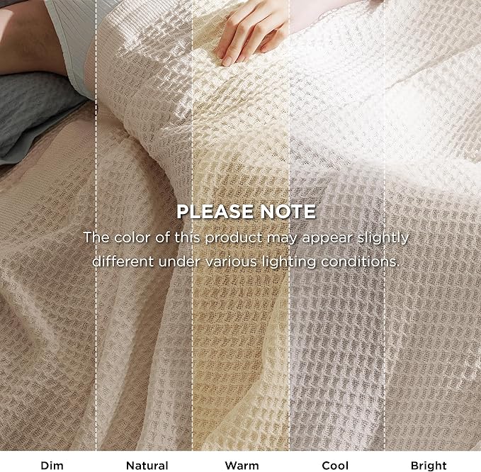 Bedsure Gentlesoft 100% Cotton Blanket Twin XL Size for College Dorm - Breathable and Soft for Spring Summer, Waffle Weave Twin Blanket for Bed, Dorm Room Essentials, Light Beige, 66x90 inches