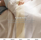 Bedsure Gentlesoft 100% Cotton Blanket King Size for Bed - Breathable and Soft for Spring Summer, Thick Cozy Waffle Weave Blanket Gifts for Women, Light Beige, 104x90 inches