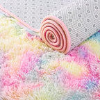 ISEAU Rainbow Rug for Living Bedroom, 6 x 9 Feet Fluffy Area Rugs for Bedroom, Ultra Kawaii Abstract Shaggy Colorful Carpet, Fuzzy Cute Rug for Kids Girl Room Decor