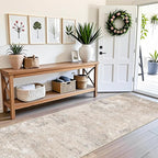 3x10 ft Washable Hallway Runner Rug – Non-Slip Long Carpet Runner for Kitchen, Indoor Entryway & Bathroom, Modern Neutral Low Pile Wide Floor Mat (Beige Grey,3x10)