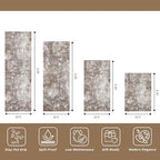 4-Piece Kitchen Rug Set with Runner – Washable Non-Slip Floor Mats for Sink,Entryway,Hallway,Bathroom – Modern Abstract Neutral Soft Throw Rugs(Brown Beige,2x3+2x4+2x5+2x6)