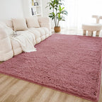 Litanika 8x10 Shag Area Rug for Living Room Bedroom, Pea Pink High Pile Ultra Soft Plush Shaggy Furry Bedside Playroom Dorm Carpet, Non-Slip, Non-Shedding Modern Indoor Floor Rug