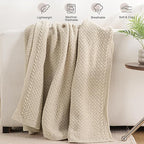 Whale Flotilla Chunky Knit Throw Blanket for Couch and Bed, Camel Decorative Cozy Fleece Blanket, Reversible Soft Fuzzy Woven Throws, 50x60 Inch