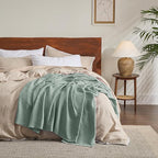 Bedsure Gentlesoft 100% Cotton Blanket Queen Size for Bed - Cooling Breathable and Soft for Spring Summer, Thick Cozy Waffle Weave Blanket Gifts for Women, Sage Green, 90x90 Inches