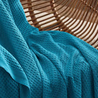 Bedsure Gentlesoft 100% Cotton Blanket Queen Size for Bed - Breathable and Soft for Spring Summer, Thick Cozy Waffle Weave Blanket Gifts for Women, Teal, 90x90 Inches
