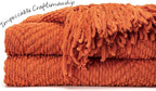 Chanasya Premium Textured Knit Throw Blanket with Tassels - Soft, Cozy Blanket for Couch, Bed, Living Room - 50" x 65” - Orange