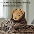 MHD l [Made in Korea] Premium Faux Fur Throw Blanket :Luxury Double-Sided 15mm Microfiber Blanket, 800 GSM :Dark Brown, 60" x 79"
