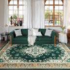 CRYPTOLITE 9x11 Area Rug for Living Room, Modern Washable Rug Non Slip Low Pile Large Area Rugs for Living Room, Bedroom, Farmhouse, Dining Room,Green