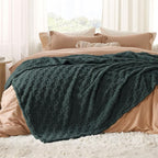 Bedsure GentleSoft Blankets Queen Size for Bed - Super Soft Cozy Spring Blanket for Kids Girls, Large Fuzzy Fleece Throw for Bedroom Decor, Dark Green, 90x90 Inches