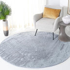 SAFAVIEH Washable Rug Faux Rabbit Fur Shag Collection - 6' Round, Silver, Slip Resistant & Easy Cleaning, Ideal for Living Room, Bedroom, Kids Playroom, Nursery, Dining Space (FRF976G)