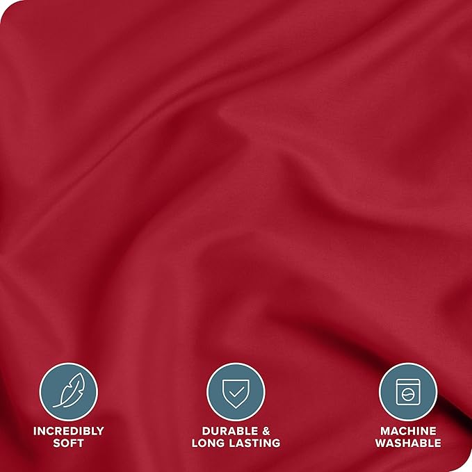Bare Home Bedding Duvet Cover Queen Size - Premium 1800 Super Soft Collection - Lightweight, Cooling Duvet Cover - Soft Breathable Bedding (Queen, Red)