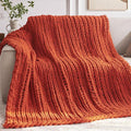 Negwoo Chunky Knit Throw Blanket, 40''*50'' Fall Throw Blanket Knitted Chenille Yarn for Bed Couch, Handmade Orange Crochet Big Thick Blanket, Machine Washable Cute Comfy Blankets for Home Decor