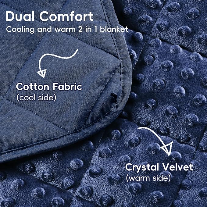 yescool Weighted Blanket 5 Pounds, 40 * 60in Blue Twin Size Cooling Weighted Throw Blanket, Minky Heavy Blankets Warm Weighted Comforter, Big Washable Thick Blankets Gifts