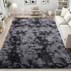 ISEAU Area Rugs 6x9 Feet for Living Room Rugs, Ultra Soft Fluffy Rugs for Bedroom, Non-Slip Modern Large Shag Bedroom Rug, Carpet for Living Room Home Decor, Tie-Dyed Dark Grey