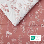 Bedsure Queen Comforter Set - Grayish Pink Bed Set, 3 Pieces Cute Floral Bedding, 1 Soft Reversible Botanical Flowers Comforter and 2 Pillow Shams