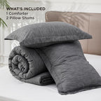 Bedsure Oversized King Comforter Set - Charcoal Grey Soft Bedding for All Seasons, Cationic Dyed Bed Set, 3 Pieces, 1 Oversized King Size Comforter (120"x 98") and 2 Pillow Shams (20"x 36"+2")