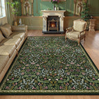 Lahome Claude Floral 8x10 Green Living Room Rugs, Large Washable Area Rug for Bedroom Rubber Backed, Botanical Thin Stain-Resistant Carpet for Dining Room Under Table, Kids Room, Nursery