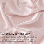 BEDELITE Satin Sheets Twin XL Size Bed Set, Luxury Soft Pink Silky Sheets for Hair and Skin, Similar to Silk Bed Sheets Set 3 Pieces with 1 Deep Pocket Fitted Sheet, 1 Flat Sheet, and 1 Pillowcase