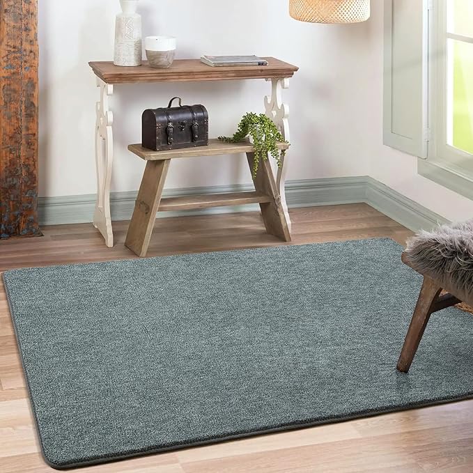 Keeko Soft Rugs for Bedroom, 3x5 Living Room Area Rug Washable Memory Foam Small Entryway Throw Rugs Low Pile Minimalist Non Slip Bedside Rug Carpet for Kids Nursery Dorm Room Decor Grey